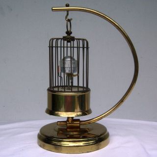 Vintage Kaiser Brass Bird Cage Annular Dial Wind - Up Clock w/ Stand Made Germany 3