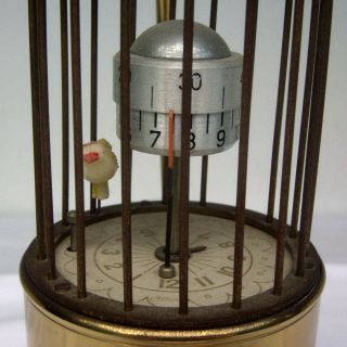 Vintage Kaiser Brass Bird Cage Annular Dial Wind - Up Clock w/ Stand Made Germany 6