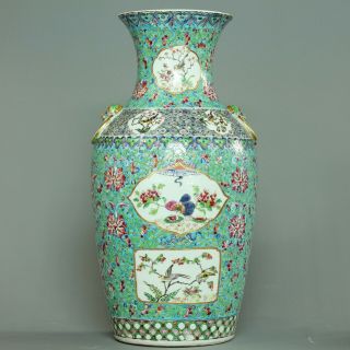 Very large chinese famille rose on blue ground vase - Bronze mounted - 19th C 4