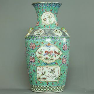 Very large chinese famille rose on blue ground vase - Bronze mounted - 19th C 6