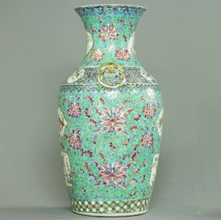 Very large chinese famille rose on blue ground vase - Bronze mounted - 19th C 7