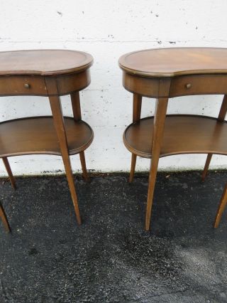 1940s Mahogany Kidney Shape Distressed Side End Tables Nightstands 9127 12