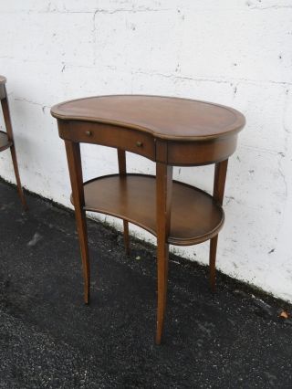 1940s Mahogany Kidney Shape Distressed Side End Tables Nightstands 9127 3