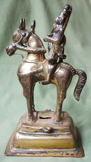 Large Bronze Indian Figure Statue Of Horse And Two Riders,  18th/19th Century