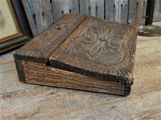 AAFA Rare Antique Folk Art Carved Wooden Writing Lap Desk Travel 8