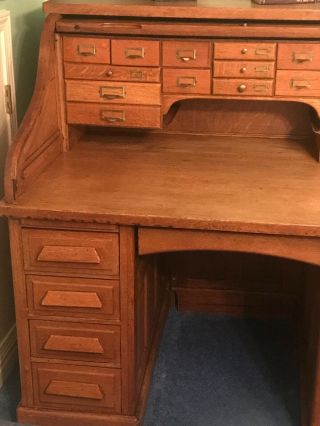 Antique Oak Roll Top Desk 10