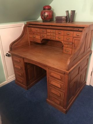 Antique Oak Roll Top Desk