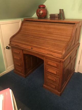 Antique Oak Roll Top Desk 4