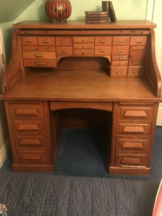 Antique Oak Roll Top Desk 9