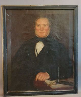 Lg 19thc Antique Civil War Cartographer Gentleman Occupational Portrait Painting