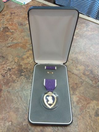 Purple Heart,  Uniform Ribbon,  Lapel Pin,  Case Korean War