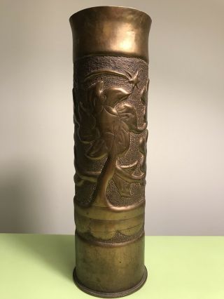 Antique Wwi Great War Trench Art Artillery Shell Vase Salonika - Macedonian Front
