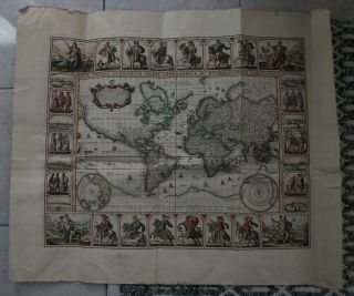 Rare - Antique Map - 12 Caesars Hand Coloured - Piscator - Visscher - 1639