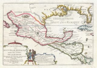 1705 De Fer Map Of Mexico,  Florida,  And The Gulf Coast