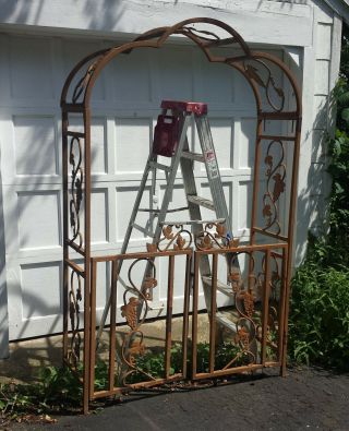 Wonderful Vintage Wrought Iron Grapevine Garden Arbor Gate