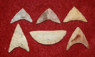 6 quality Sahara Neolithic triangular tools,  some rare form & whitish lithics 2