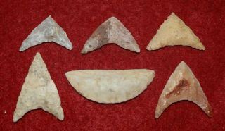 6 quality Sahara Neolithic triangular tools,  some rare form & whitish lithics 3