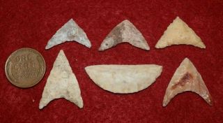 6 quality Sahara Neolithic triangular tools,  some rare form & whitish lithics 4