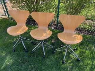 3 Fritz Hansen Danish Modern Chairs - Swivel,  Adjustable Height,  Mid Century