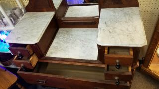 Antique Victorian 1860 ' s Dresser Drop - front Center Marble Top 3