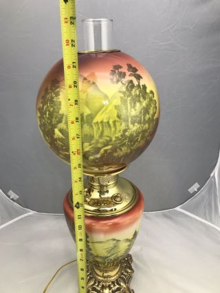 Antique Victorian Pittsburgh GWTW Gone with the Wind Oil Lamp Scenic P.  L.  B.  G 4