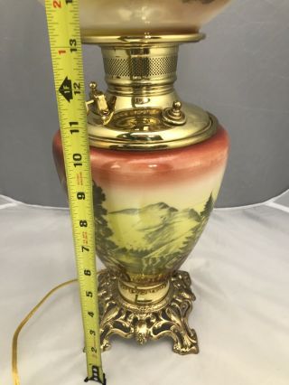 Antique Victorian Pittsburgh GWTW Gone with the Wind Oil Lamp Scenic P.  L.  B.  G 5