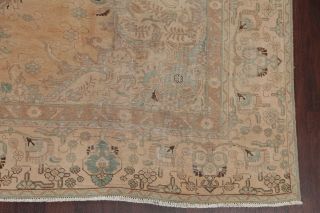 ANTIQUE Distressed Persian Area Rug Geometric PALE PEACH Muted Carpet Wool 9x12 5