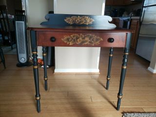 Desk/vanity Set Vintage L.  Hitchcock Williamsburg Blue And Gold Trim