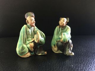 PAIR rare Ming dynasty Chinese Antique Shekwan miniature figures Bonsai 2