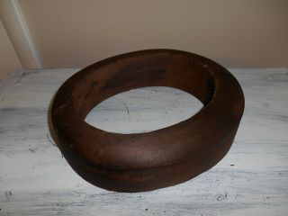 Antique Vtg Wooden Hat Form Mold Block Brim Millinery 7 - 1/4