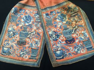 Fine Old Chinese Silk Embroidery 2 Badge Panel 富贵花 四 季平 安 Buy It Now $288