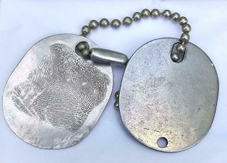 WWII USN Navy Thumbprint Dog Tags Trench Art Insignia Badge IDed Unique 3