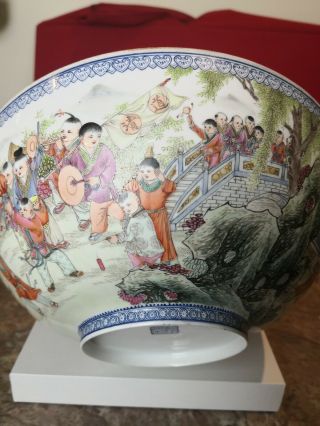 Antique Chinese Famille Rose Egg Shell Hundred Boys Bowl 10