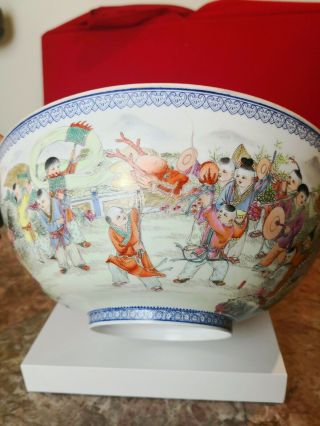 Antique Chinese Famille Rose Egg Shell Hundred Boys Bowl 5