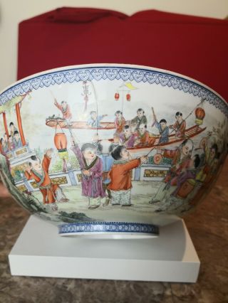 Antique Chinese Famille Rose Egg Shell Hundred Boys Bowl 8