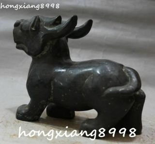 Chinese Hongshan Culture Old Jade kylin Kirin Chi - Lin Kilin Qilin unicorn Statue 6