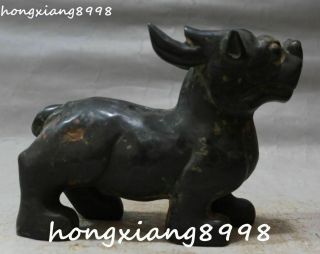 Chinese Hongshan Culture Old Jade kylin Kirin Chi - Lin Kilin Qilin unicorn Statue 7