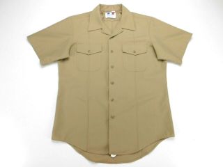 Flying Cross Us Navy Khaki Military Short Sleeve Service Dress Shirt L Large