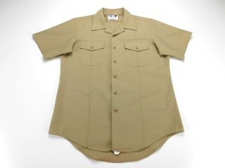 Flying Cross US Navy Khaki Military Short Sleeve Service Dress Shirt L Large 2