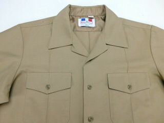 Flying Cross US Navy Khaki Military Short Sleeve Service Dress Shirt L Large 3