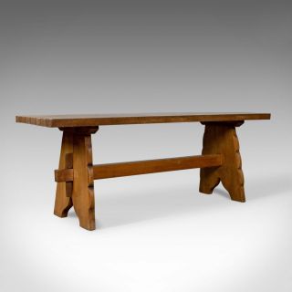 Arts & Crafts Oak Bench,  English,  Early 20th Century,  Two Seat Form