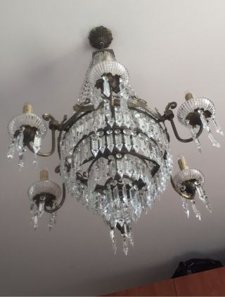 Antique French/Italian Empire crystal Chandelier 12