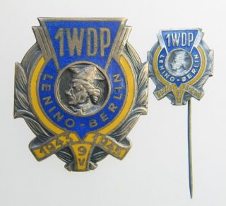 Ww2 1wdp Lenino Berlin 1943 - 1945 Badge And Miniature Kosciuszko Poland Wwii