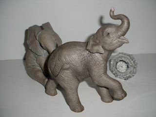 Asian Elephant Porcelain Pair African Elephant Table Sculptures Xlnt Cond.