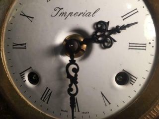 Vintage Italian Imperial Brass Mantel Clock w/Pair Candelabras 12