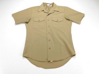 Flying Cross US Navy Khaki Military Short Sleeve Dress Shirt M Medium Athletic 2