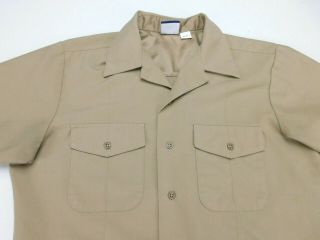 Flying Cross US Navy Khaki Military Short Sleeve Dress Shirt M Medium Athletic 3