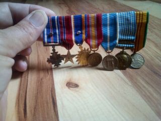 Vintage Korean War USAF Fighter Pilot Miniature Service Pin Awards Medal Bar 2