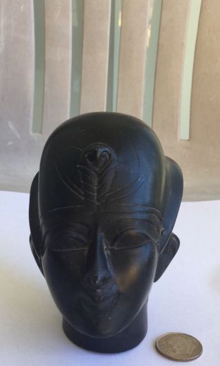 Vintage Unique Ancient Egyptian King Pharaoh Black Basalt Bust Handmade In Egypt 10