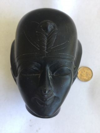 Vintage Unique Ancient Egyptian King Pharaoh Black Basalt Bust Handmade In Egypt